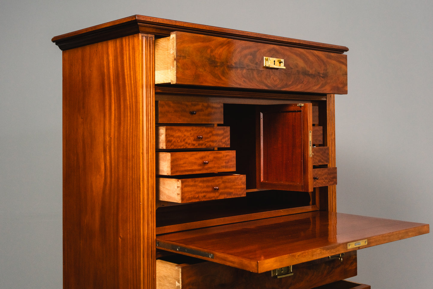 Wunderschöner Jugendstil Standsekretär, Anfang des 20.Jahrhunderts - Sekretär Desk Schreibtisch Büro Schrank Kommode Mahagoni Alt Antik MÖBLINGER