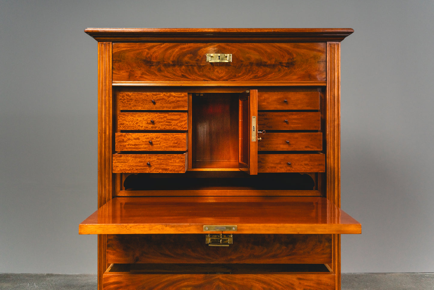 Wunderschöner Jugendstil Standsekretär, Anfang des 20.Jahrhunderts - Sekretär Desk Schreibtisch Büro Schrank Kommode Mahagoni Alt Antik MÖBLINGER