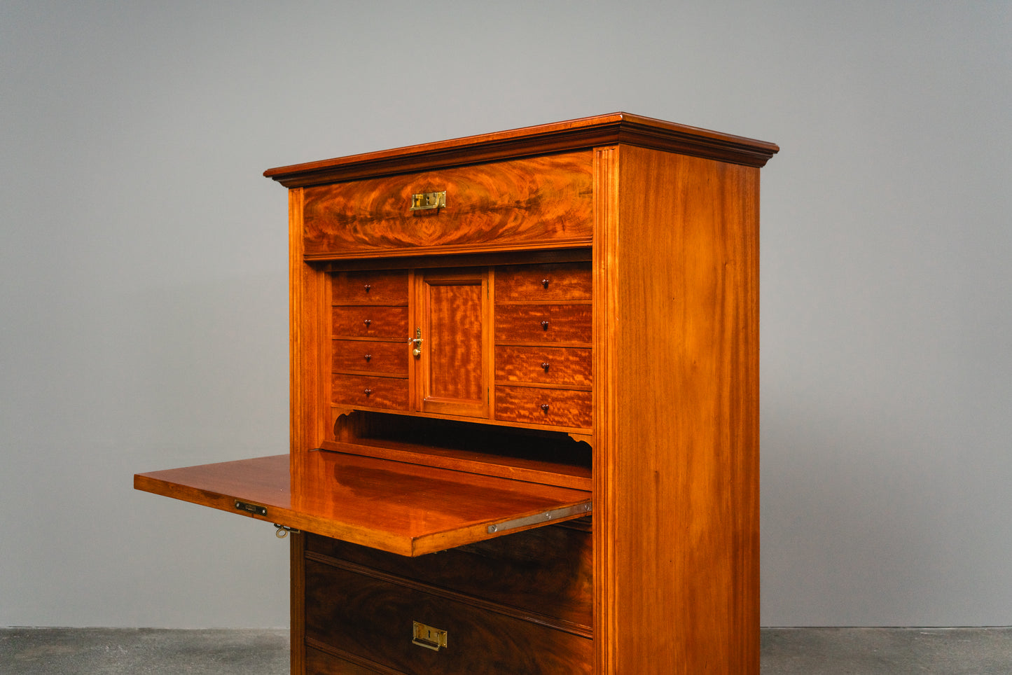 Wunderschöner Jugendstil Standsekretär, Anfang des 20.Jahrhunderts - Sekretär Desk Schreibtisch Büro Schrank Kommode Mahagoni Alt Antik MÖBLINGER