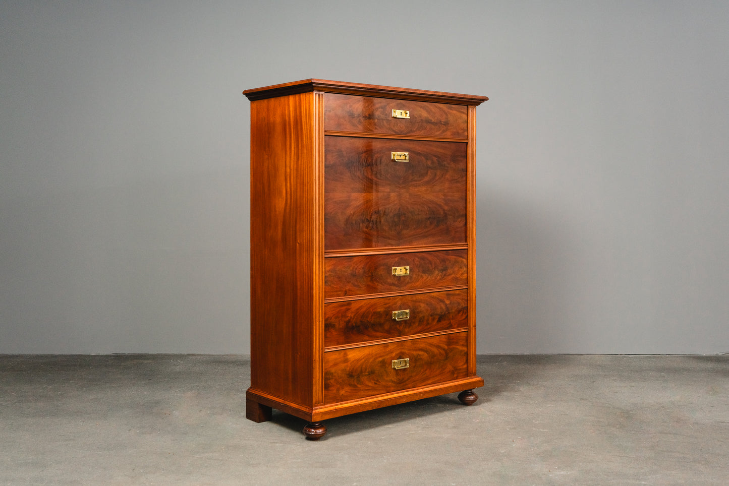 Wunderschöner Jugendstil Standsekretär, Anfang des 20.Jahrhunderts - Sekretär Desk Schreibtisch Büro Schrank Kommode Mahagoni Alt Antik MÖBLINGER