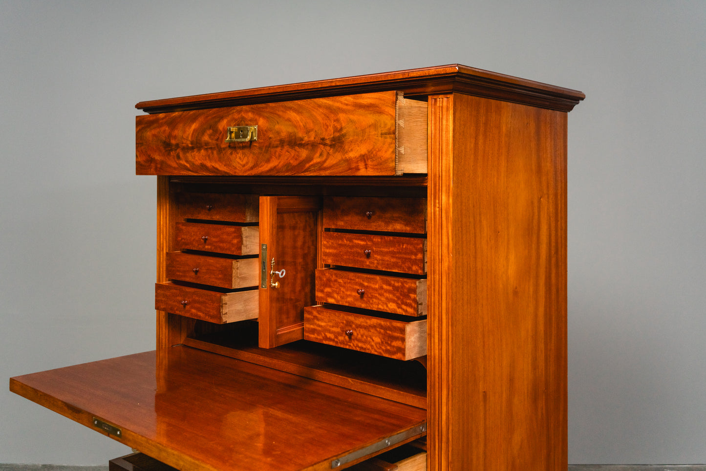 Wunderschöner Jugendstil Standsekretär, Anfang des 20.Jahrhunderts - Sekretär Desk Schreibtisch Büro Schrank Kommode Mahagoni Alt Antik MÖBLINGER