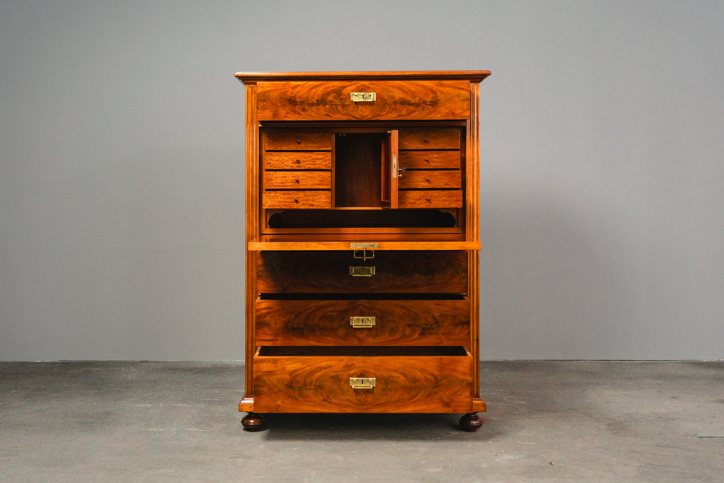 Wunderschöner Jugendstil Standsekretär, Anfang des 20.Jahrhunderts - Sekretär Desk Schreibtisch Büro Schrank Kommode Mahagoni Alt Antik MÖBLINGER