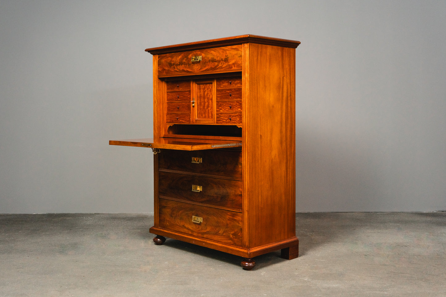 Wunderschöner Jugendstil Standsekretär, Anfang des 20.Jahrhunderts - Sekretär Desk Schreibtisch Büro Schrank Kommode Mahagoni Alt Antik MÖBLINGER