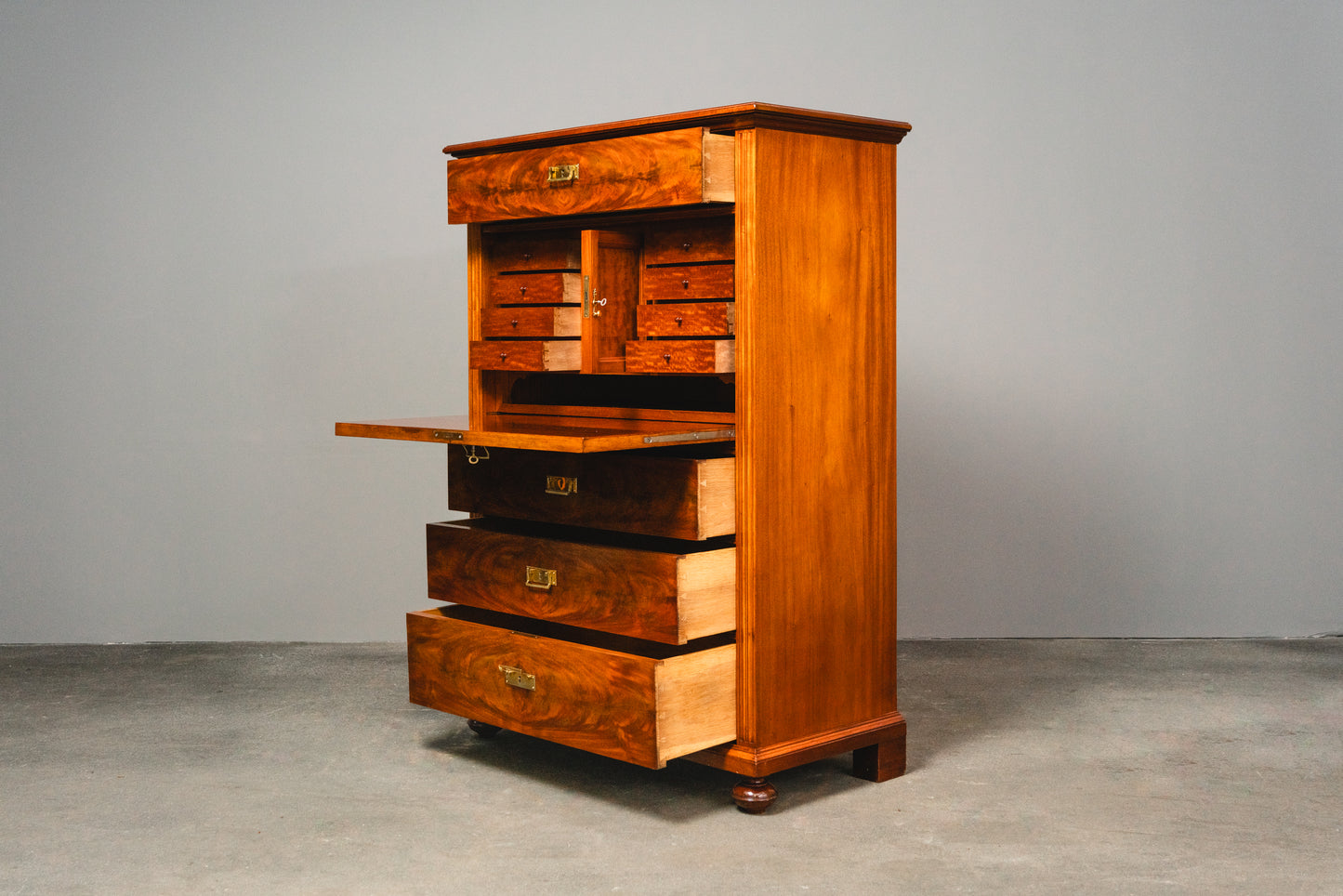 Wunderschöner Jugendstil Standsekretär, Anfang des 20.Jahrhunderts - Sekretär Desk Schreibtisch Büro Schrank Kommode Mahagoni Alt Antik MÖBLINGER