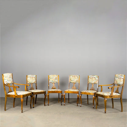 Schönes Jugendstil 6er Set Stühle