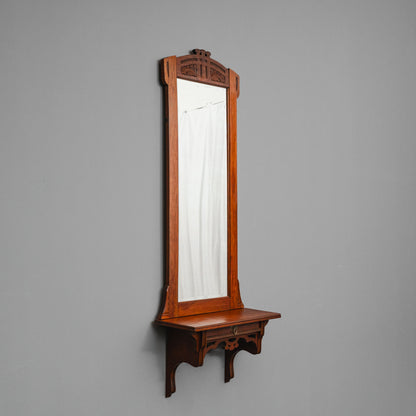 Jugendstil Wandspiegel mit Konsole in Nussbaum - Anfang des 20.Jahrhunderts