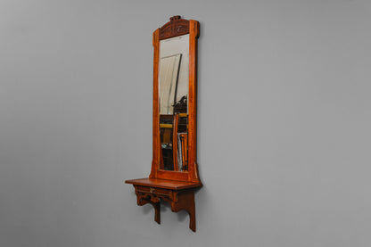Jugendstil Wandspiegel mit Konsole in Nussbaum - Anfang des 20.Jahrhunderts