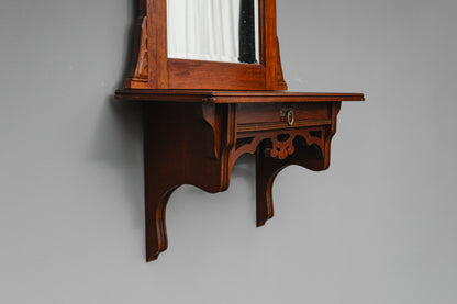 Jugendstil Wandspiegel mit Konsole in Nussbaum - Anfang des 20.Jahrhunderts
