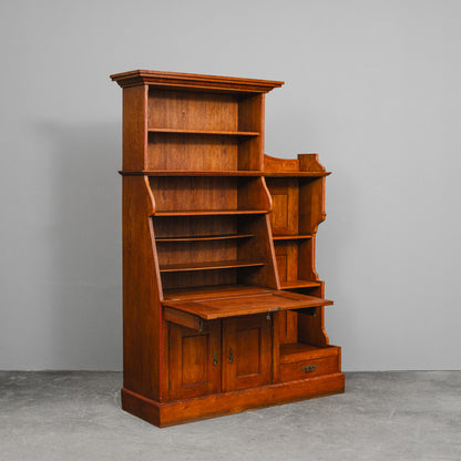 Jugendstil Bücherregal mit Sekretärfach in Eiche - Anfang des 20.Jahrhunderts