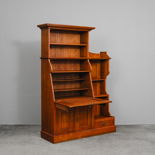 Jugendstil Bücherregal mit Sekretärfach in Eiche - Anfang des 20.Jahrhunderts