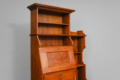 Jugendstil Bücherregal mit Sekretärfach in Eiche - Anfang des 20.Jahrhunderts