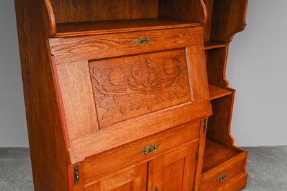 Jugendstil Bücherregal mit Sekretärfach in Eiche - Anfang des 20.Jahrhunderts