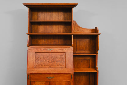 Jugendstil Bücherregal mit Sekretärfach in Eiche - Anfang des 20.Jahrhunderts