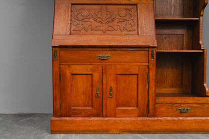 Jugendstil Bücherregal mit Sekretärfach in Eiche - Anfang des 20.Jahrhunderts