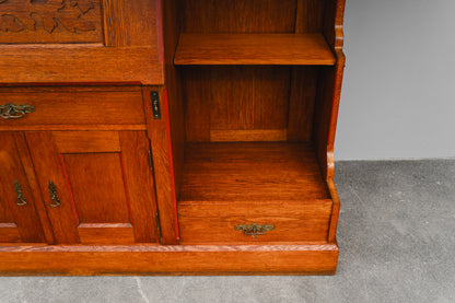 Jugendstil Bücherregal mit Sekretärfach in Eiche - Anfang des 20.Jahrhunderts