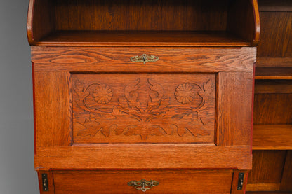 Jugendstil Bücherregal mit Sekretärfach in Eiche - Anfang des 20.Jahrhunderts