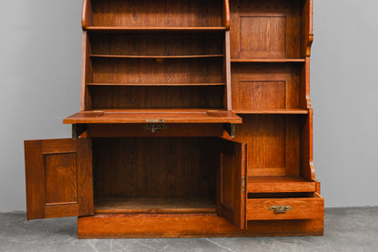 Jugendstil Bücherregal mit Sekretärfach in Eiche - Anfang des 20.Jahrhunderts