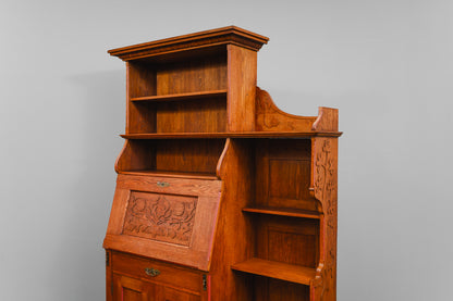 Jugendstil Bücherregal mit Sekretärfach in Eiche - Anfang des 20.Jahrhunderts