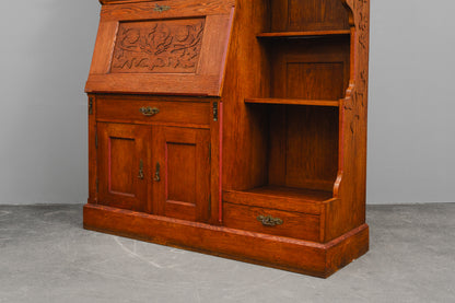 Jugendstil Bücherregal mit Sekretärfach in Eiche - Anfang des 20.Jahrhunderts