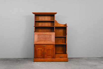 Jugendstil Bücherregal mit Sekretärfach in Eiche - Anfang des 20.Jahrhunderts