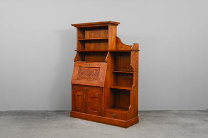 Jugendstil Bücherregal mit Sekretärfach in Eiche - Anfang des 20.Jahrhunderts