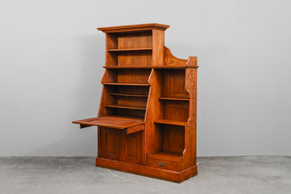 Jugendstil Bücherregal mit Sekretärfach in Eiche - Anfang des 20.Jahrhunderts