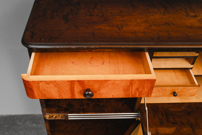 Art Déco Bücherregal mit Sekretärfach in Birke & Nussbaum - 1.Hälfte des 20.Jahrhunderts