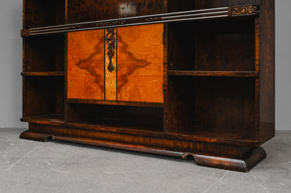 Art Déco Bücherregal mit Sekretärfach in Birke & Nussbaum - 1.Hälfte des 20.Jahrhunderts