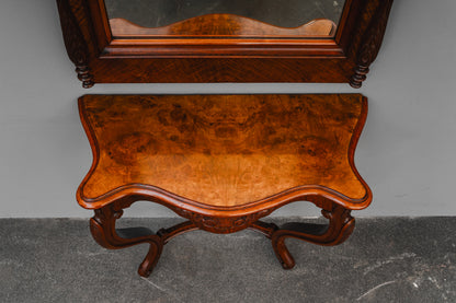 Louis-Philippe Wandspiegel mit Konsole in Nussbaum - 2.Hälfte des 19.Jahrhunderts