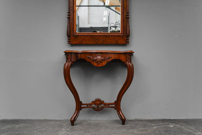 Louis-Philippe Wandspiegel mit Konsole in Nussbaum - 2.Hälfte des 19.Jahrhunderts