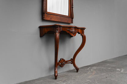 Louis-Philippe Wandspiegel mit Konsole in Nussbaum - 2.Hälfte des 19.Jahrhunderts