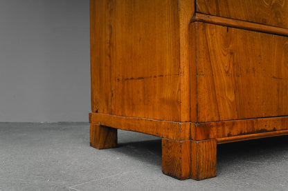 Biedermeier Schrägklappensekretär mit Vitrinenaufsatz in Ulme - 1.Hälfte des 19.Jahrhunderts