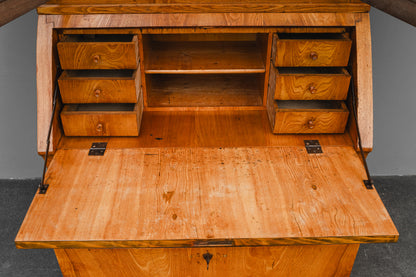 Biedermeier Schrägklappensekretär mit Vitrinenaufsatz in Ulme - 1.Hälfte des 19.Jahrhunderts