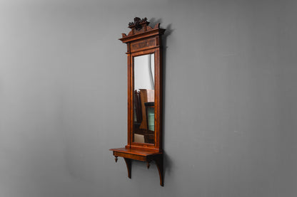 Gründerzeit Wandspiegel mit Konsole in Nussbaum - Ende des 19.Jahrhunderts