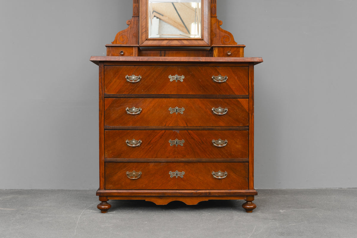 Gründerzeit/Jugendstil Kommode mit Spiegelaufsatz - um 1900