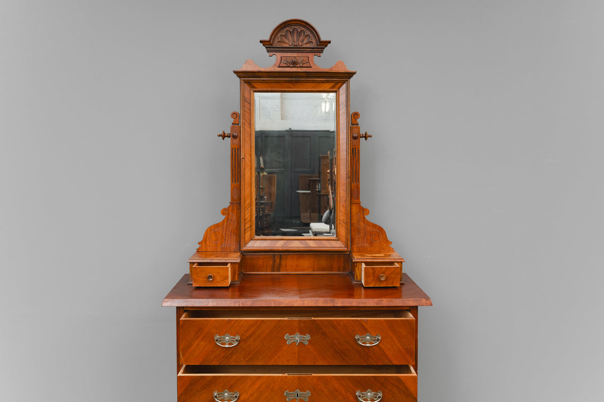 Gründerzeit/Jugendstil Kommode mit Spiegelaufsatz - um 1900