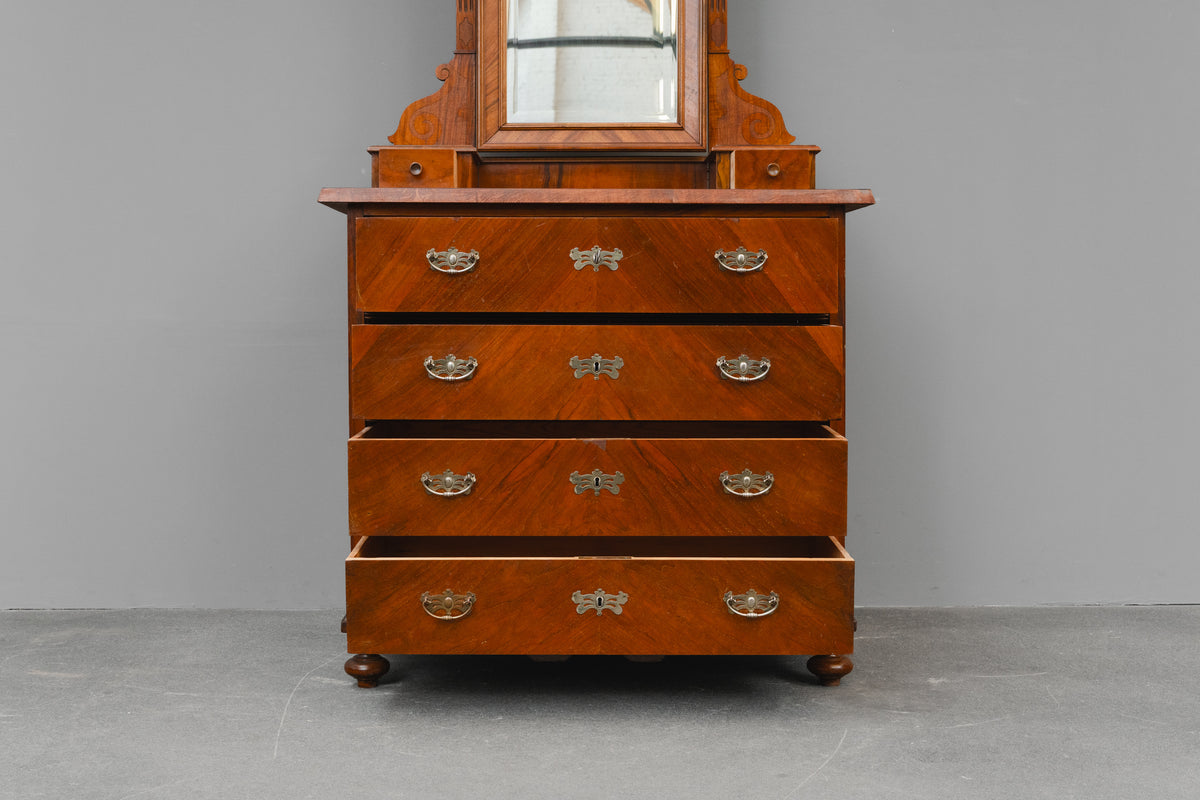 Gründerzeit/Jugendstil Kommode mit Spiegelaufsatz - um 1900