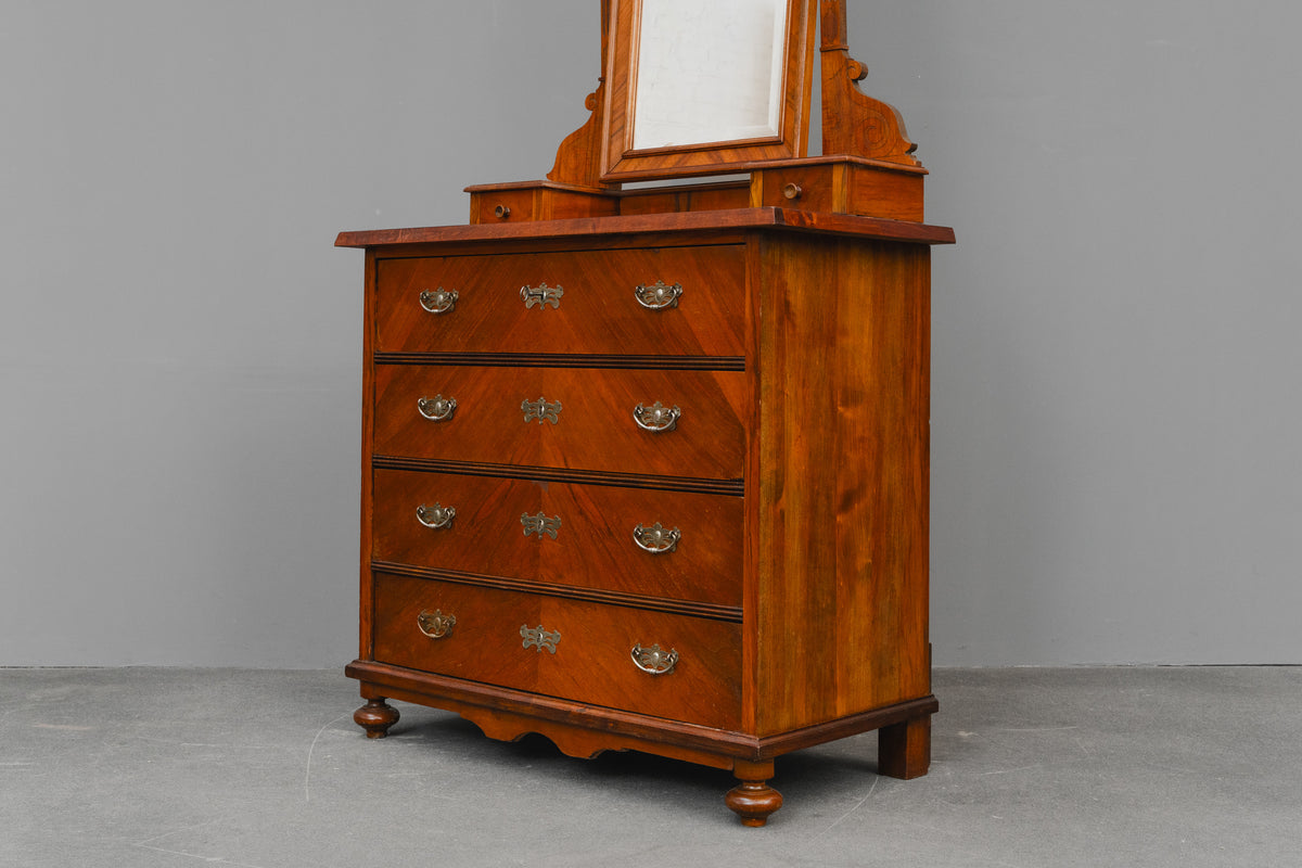 Gründerzeit/Jugendstil Kommode mit Spiegelaufsatz - um 1900