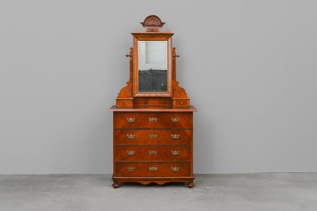 Gründerzeit/Jugendstil Kommode mit Spiegelaufsatz - um 1900