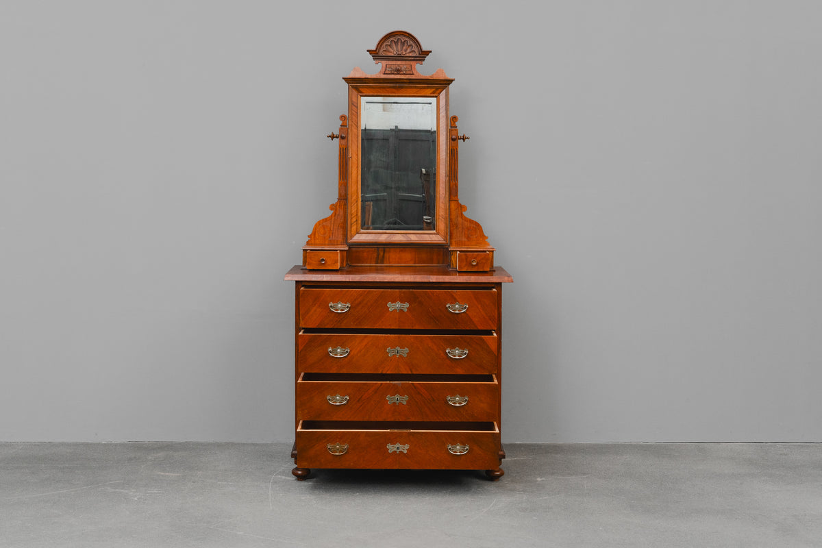 Gründerzeit/Jugendstil Kommode mit Spiegelaufsatz - um 1900