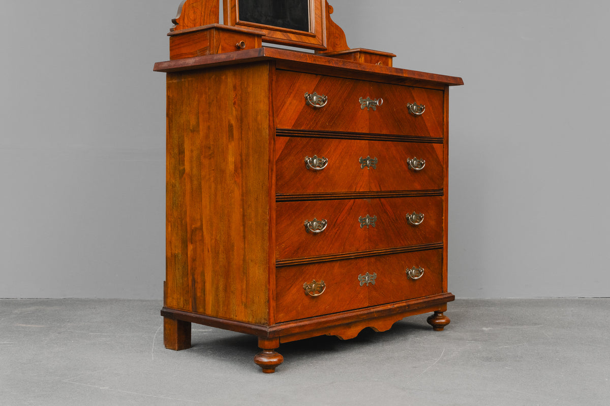 Gründerzeit/Jugendstil Kommode mit Spiegelaufsatz - um 1900