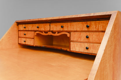 Art Déco Schrägklappen-Sekretär in Birke - 1.Hälfte des 20.Jahrhunderts