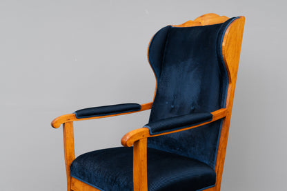 Biedermeier Ohrenbackensessel in Buche - erste Hälfte des 19.Jahrhunderts