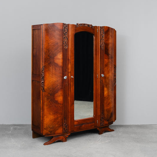 Art Déco Kleiderschrank in Eiche und Nussbaum - 1920er / 1930er Jahre