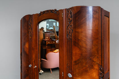 Art Déco Kleiderschrank in Eiche und Nussbaum - 1920er / 1930er Jahre