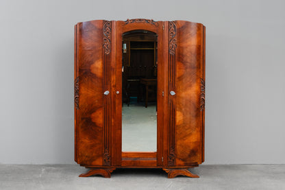 Art Déco Kleiderschrank in Eiche und Nussbaum - 1920er / 1930er Jahre