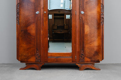 Art Déco Kleiderschrank in Eiche und Nussbaum - 1920er / 1930er Jahre