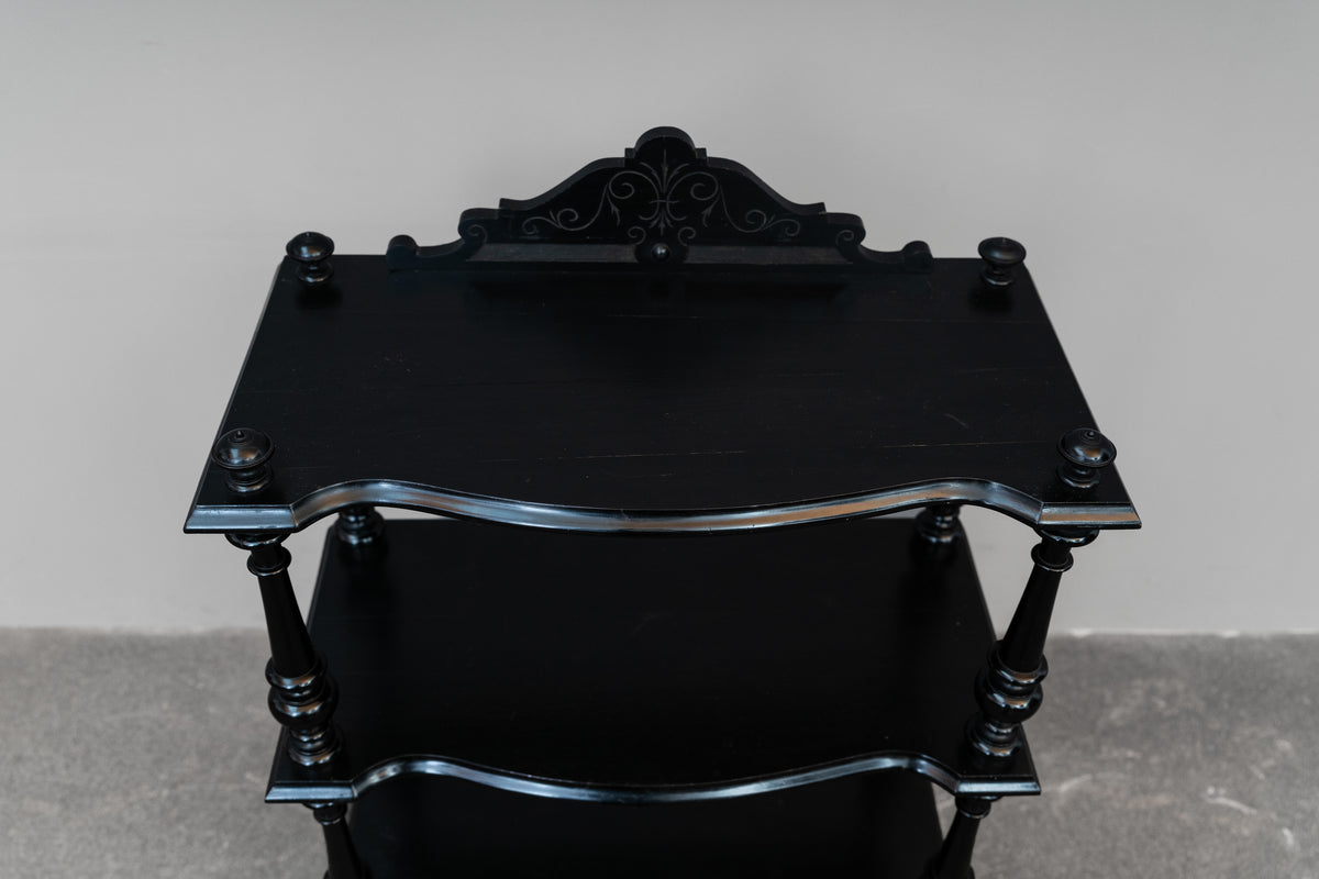 Kleine Gründerzeit Etagere schwarz lackiert - um 1900