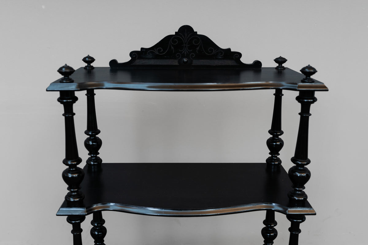 Kleine Gründerzeit Etagere schwarz lackiert - um 1900