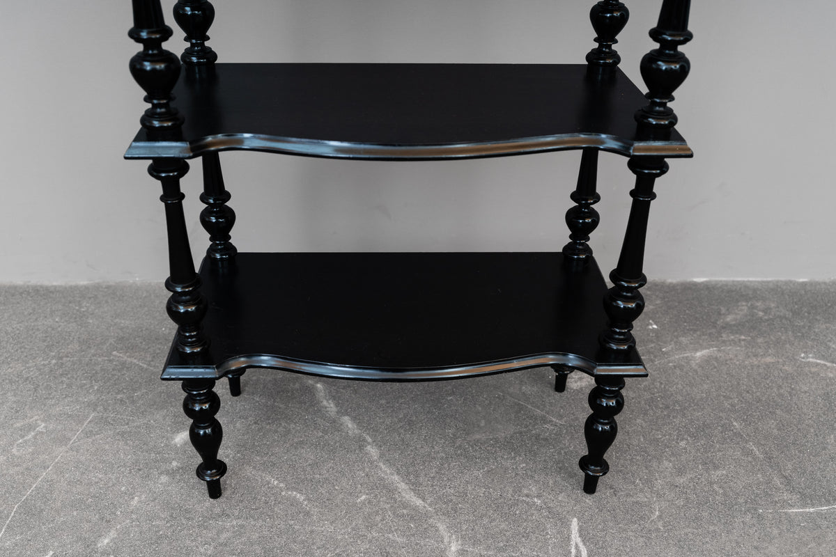 Kleine Gründerzeit Etagere schwarz lackiert - um 1900